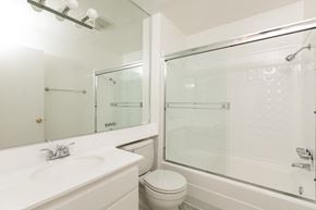 Los Angeles apartment for rent - Bathroom with White Cabinets and Bathtub/Shower