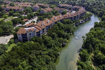 Overhead view of san gabriel river