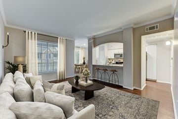 Austin apartment for rent - a living room with a couch and a coffee table