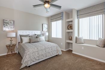 Window seat with custom built-in shelves