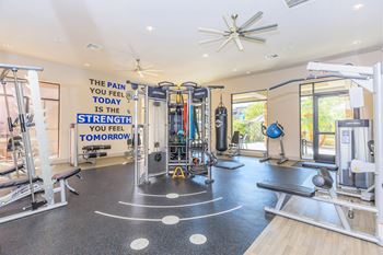 Gym with weights and cardio equipment