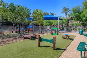 Playground with a picnic table and benches