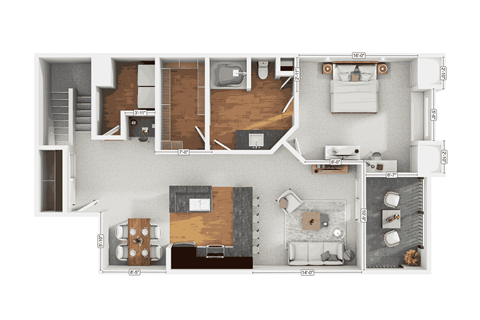 Floor plan for 1 bed, 1 bath, 928 sqft