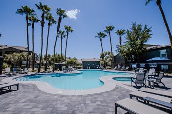 Swimming pool with relaxing sundecks