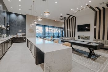 A modern clubhouse with kitchen