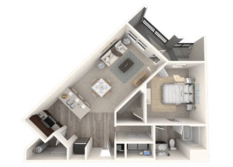 Floor plan for 1 bed, 1 bath, 801 sqft