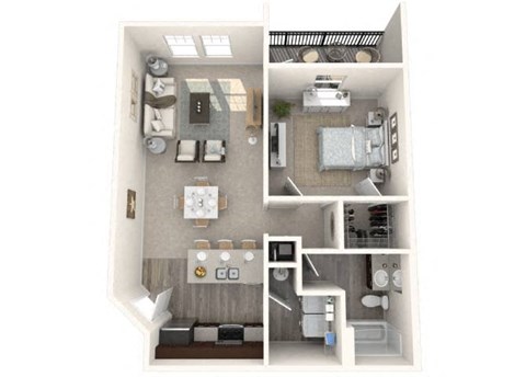 Floor plan for 1 bed, 1 bath, 818 sqft