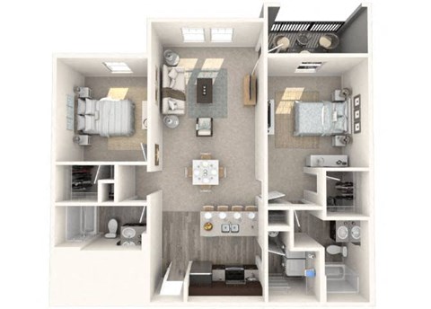 Floor plan for 2 beds, 2 baths, 1200 sqft