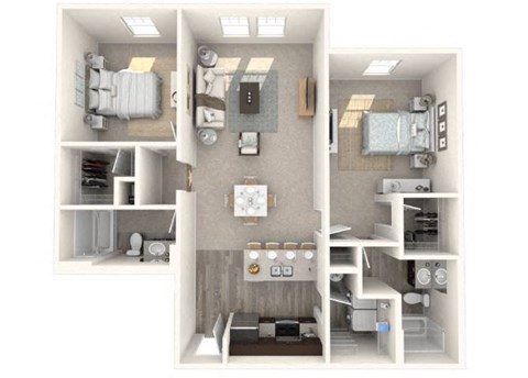 Floor plan for 2 beds, 2 baths, 1123 sqft