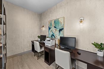 Business center equipped with computers and copier
