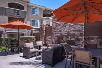 Spacious patio with sitting arrangements