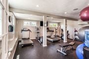 Middletown apartment for rent - A spacious home gym with a variety of exercise equipment.