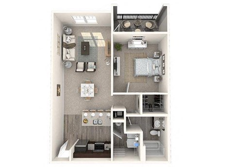Floor plan for 1 bed, 1 bath, 875 sqft