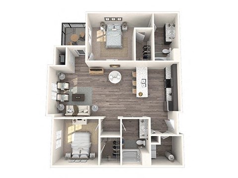 Floor plan for 2 beds, 2 baths, 1148 sqft