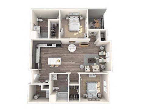 Floor plan for 2 beds, 2 baths, 1148 sqft