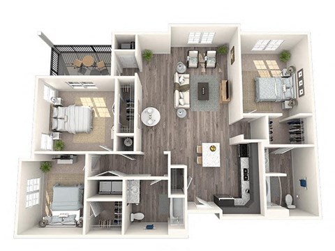 Floor plan for 3 beds, 2 baths, 1498 sqft