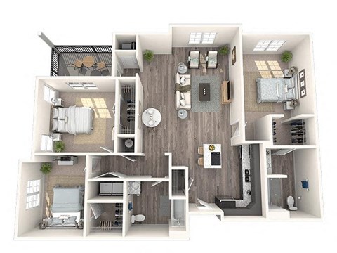 Floor plan for 3 beds, 2 baths, 1498 sqft