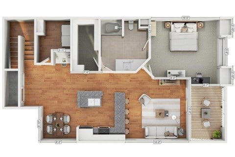 Floor plan for 1 bed, 1 bath, 928 sqft