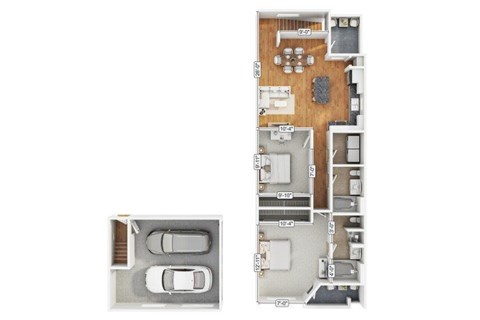 Floor plan for 2 beds, 2 baths, 1010 sqft