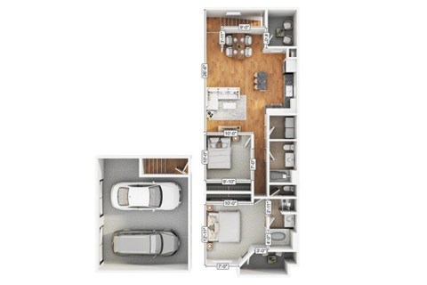 Floor plan for 2 beds, 2 baths, 1010 sqft