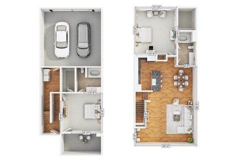 Floor plan for 2 beds, 2 baths, 1449 sqft