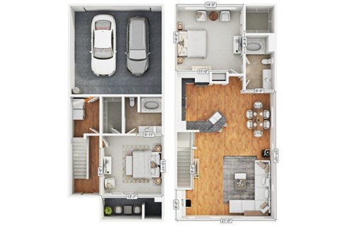 Floor plan for 2 beds, 2 baths, 1440 sqft