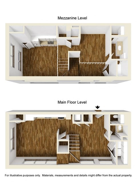Floor plan for studio, 1.5 baths, 850 sqft