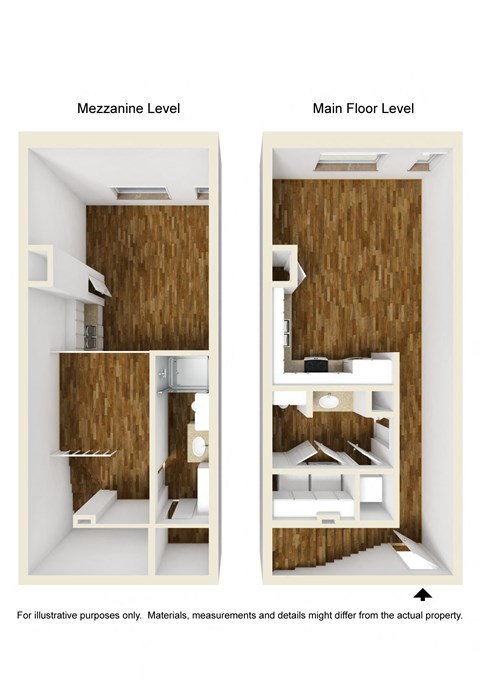 Floor plan for studio, 1.5 baths, 720 sqft