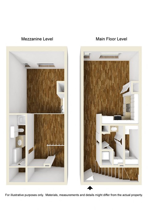 Floor plan for studio, 1.5 baths, 720 sqft