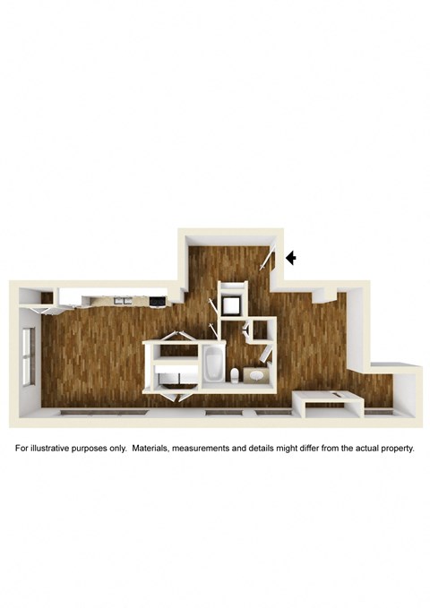 Floor plan for studio, 1 bath, 775 sqft