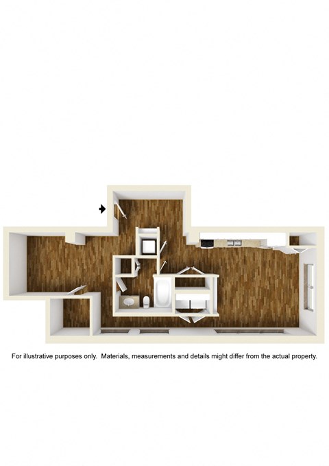 Floor plan for studio, 1 bath, 785 sqft