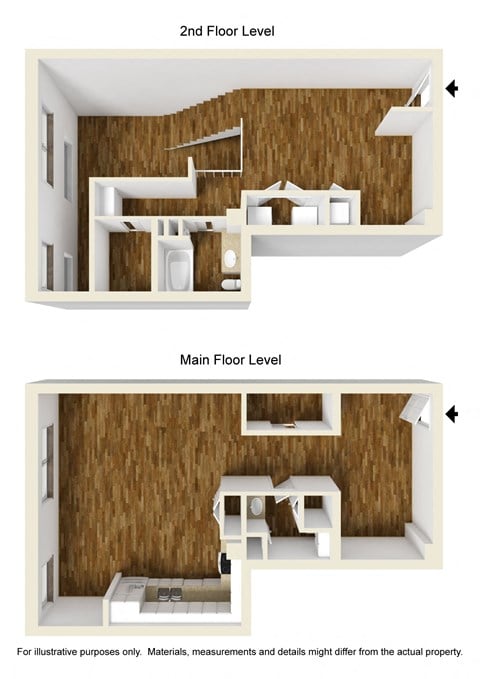 Floor plan for studio, 1.5 baths, 1205 sqft
