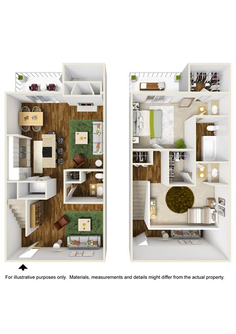 Floor plan for 2 beds, 1 bath, 1273 sqft