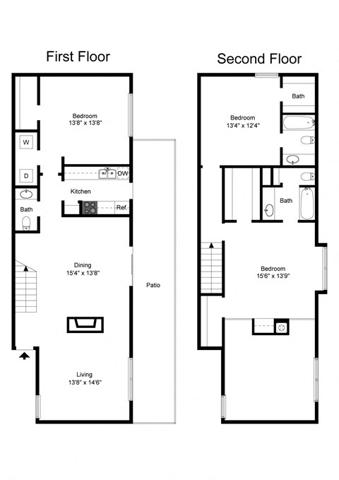 Floor plan for 3 beds, 2.5 baths, 1912 sqft