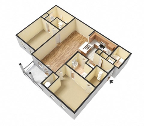 Floor plan for 2 beds, 2 baths, 1146 sqft