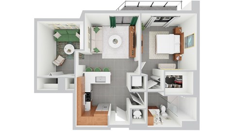 Floor plan for 1 bed, 1 bath, 758 sqft