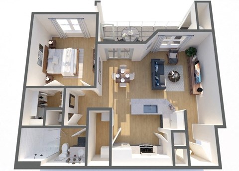 Floor plan for 1 bed, 1 bath, 786 sqft