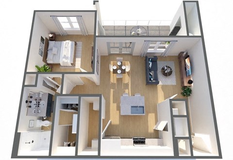 Floor plan for 1 bed, 1 bath, 820 sqft