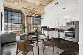 Dallas apartment for rent - Adam Hats Lofts staged living space. Apartments in Dallas, TX