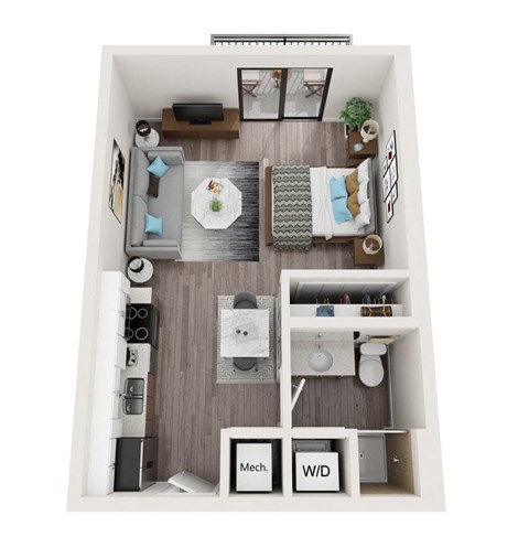 Floor plan for studio, 1 bath, 456 sqft