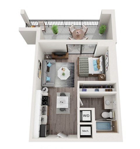 Floor plan for studio, 1 bath, 450 sqft