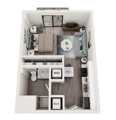 Floor plan for studio, 1 bath, 470 sqft