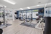 Olympia apartment for rent - A gym with a variety of equipment including weights, treadmills, yoga equipment, and ellipticals at Abbey Rowe Apartments in Olympia, WA