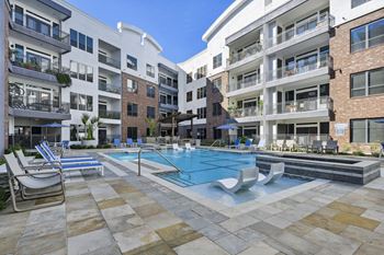 Resort-style pool with tanning ledge