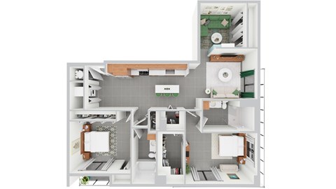 Floor plan for 2 beds, 2 baths, 1224 sqft