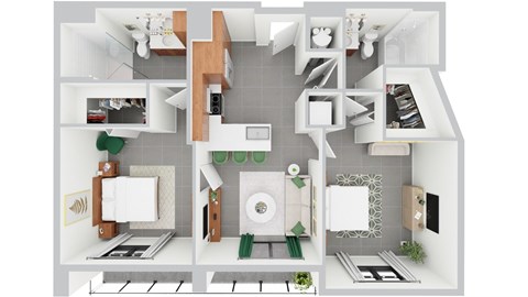 Floor plan for 2 beds, 2 baths, 920 sqft