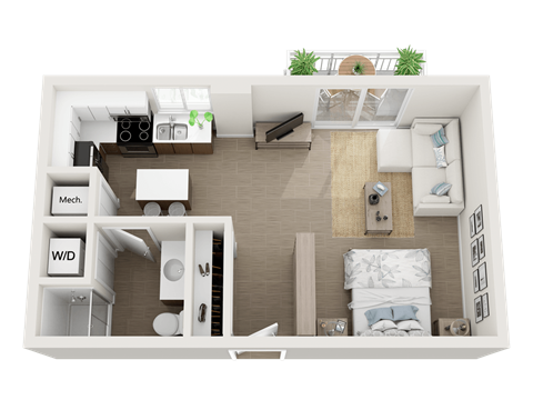 Floor plan for studio, 1 bath, 470 sqft