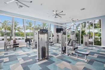 Health and fitness club with high tech cardio equipment