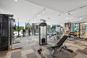 Palmetto Bay apartment for rent - Fitness center with weights, cardio machines and cable weight machines at Bay Village 1 in Palmetto Bay, FL