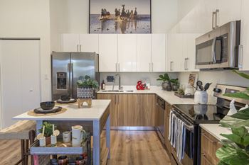 Electric range in kitchen